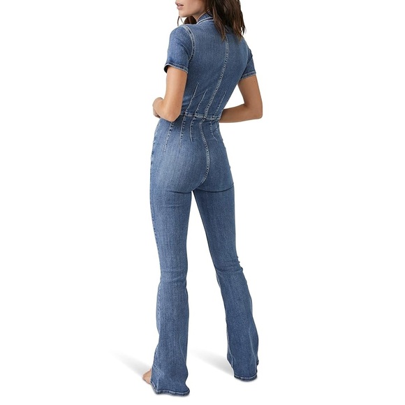 *NWOT* We The Free Jayde Flare Jumpsuit in Sunburst Blue - Picture 3 of 6
